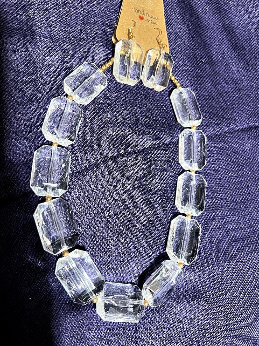 Handmade Crystal Beaded Necklace & Earrings Set